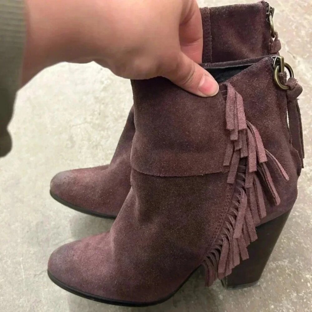 Ash suede  cowboy booties with fringe